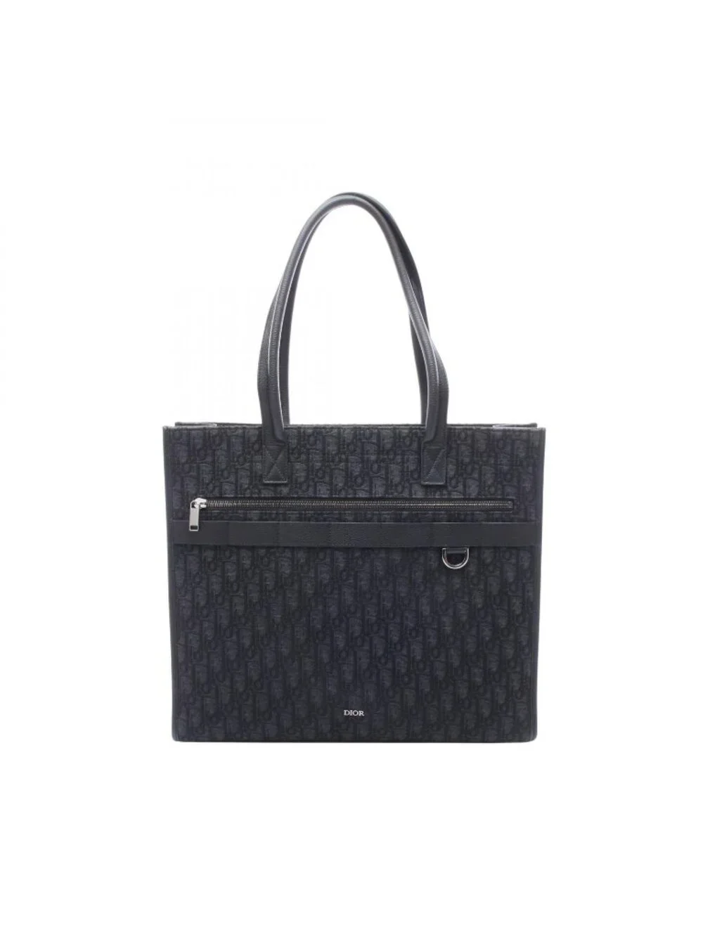 Dior Tote Safari Oblique Black Canvas Leather
